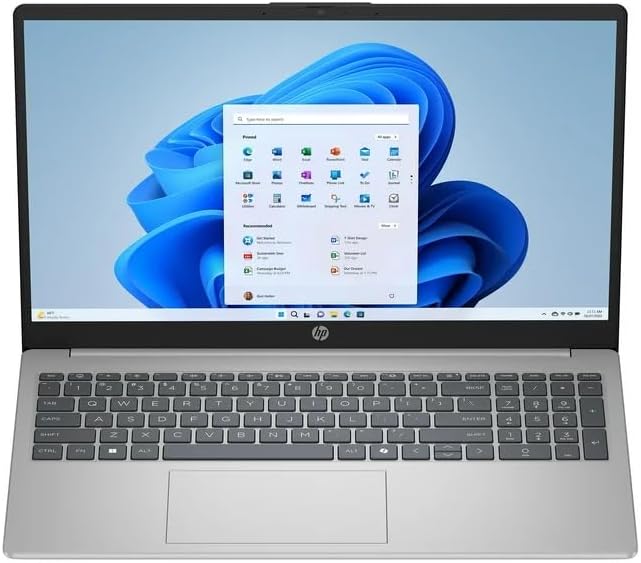 HP 15.6 inch HD Laptop, Intel Processor N200, 4GB RAM, 128GB UFS, Windows 11 Home in S Mode, One Year Microsoft Office 365, Natural Silver, 15-fd0084wm