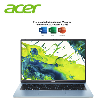 Acer Aspire Lite 14 AL14-32P-319D / 370U 14" WUXGA Laptop ( i3-N355, 8GB, 512GB SSD, Intel, W11, HS+M365, Fresh Blue & Pure Silver)