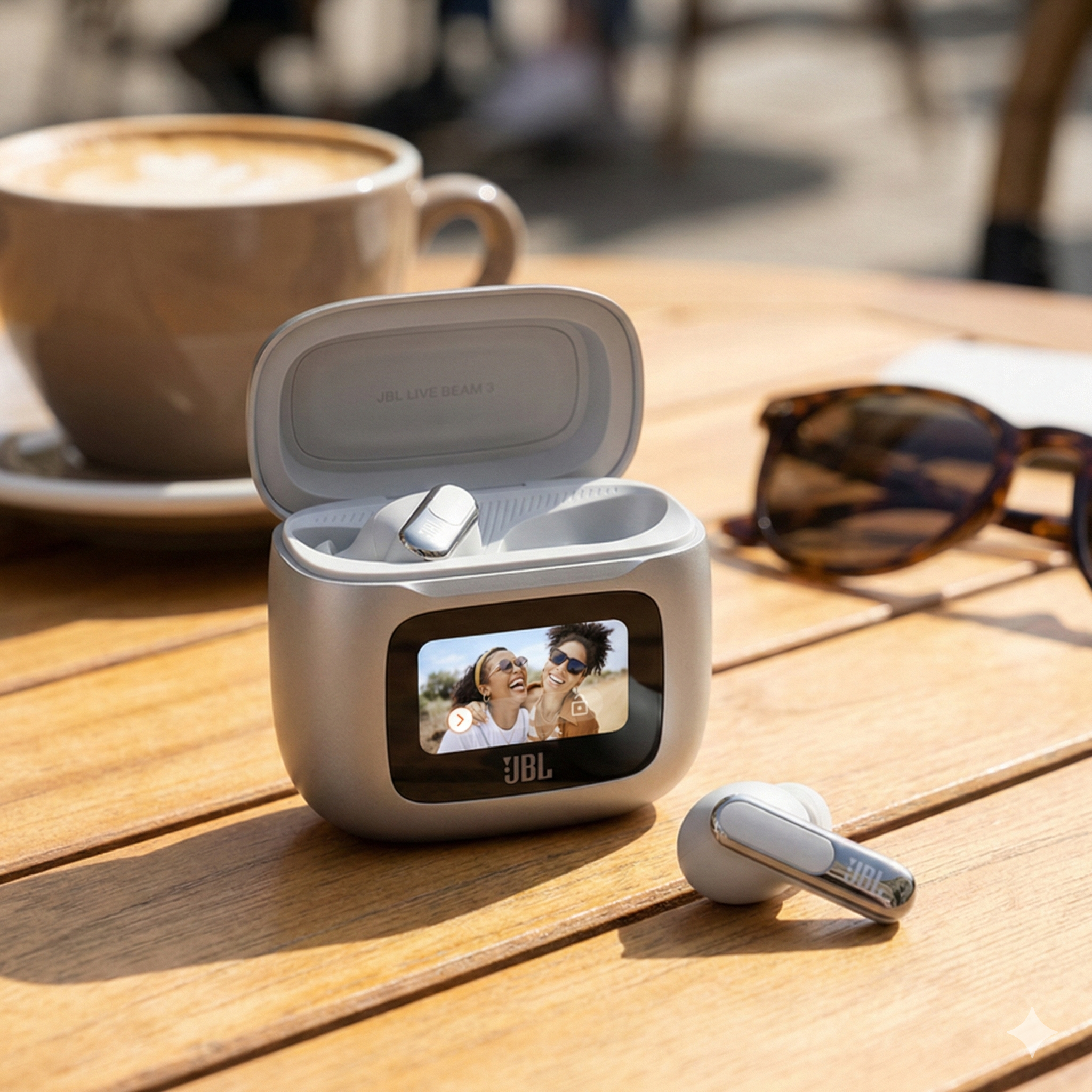 EARBUDS / JBL LIVE BEAM 3 TWS / BT 5.3 / 12HRS + 36HRS CASE / 6 BUILT-IN MIC / 10MM DYNAMIC DRIVER / IP55 / 1.45-INCH TOUCHSCREEN DISPLAY / 1 YR