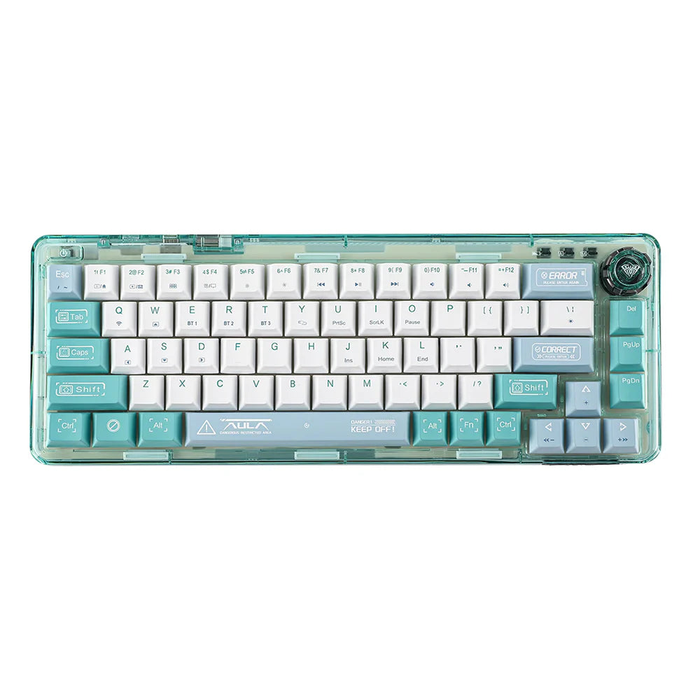 AULA F68 Transparent Mechanical Keyboard, 1 Year Warranty [Blue / Purple / White Green / White / Black]