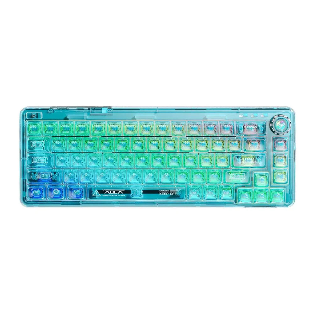 AULA F68 Transparent Mechanical Keyboard, 1 Year Warranty [Blue / Purple / White Green / White / Black]