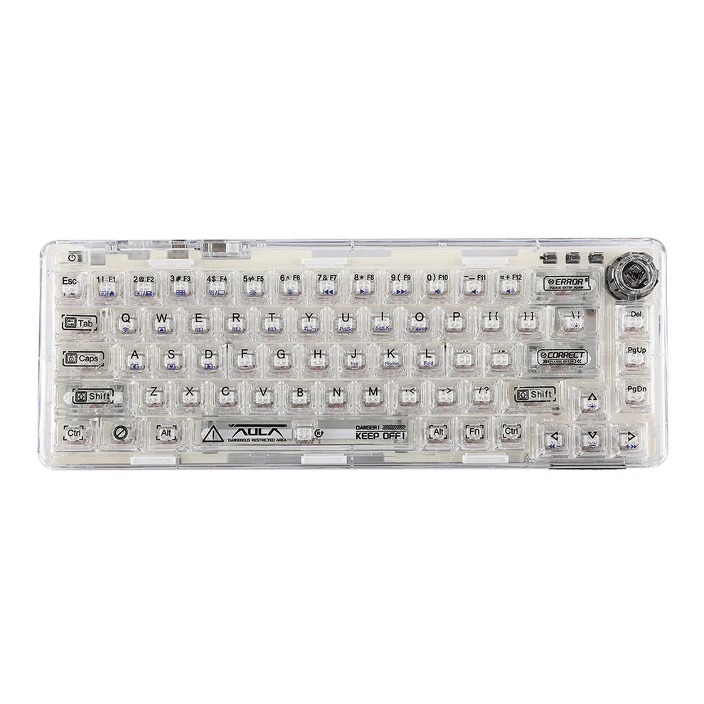 AULA F68 Transparent Mechanical Keyboard, 1 Year Warranty [Blue / Purple / White Green / White / Black]